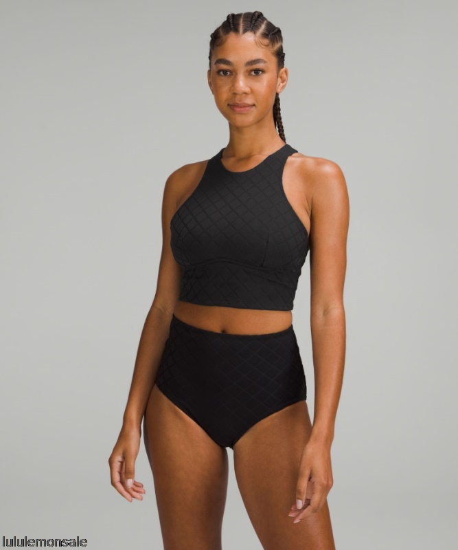 Lululemon Damen DELULU495 | Diamond Grid Badetop C/d Cup Schwarz